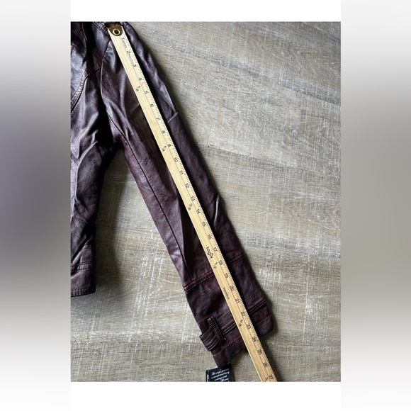 Blanc Noir Women’s M Moto Jacket Vegan Faux Leather Full Zip Pockets Purple NEW - Picture 9 of 15